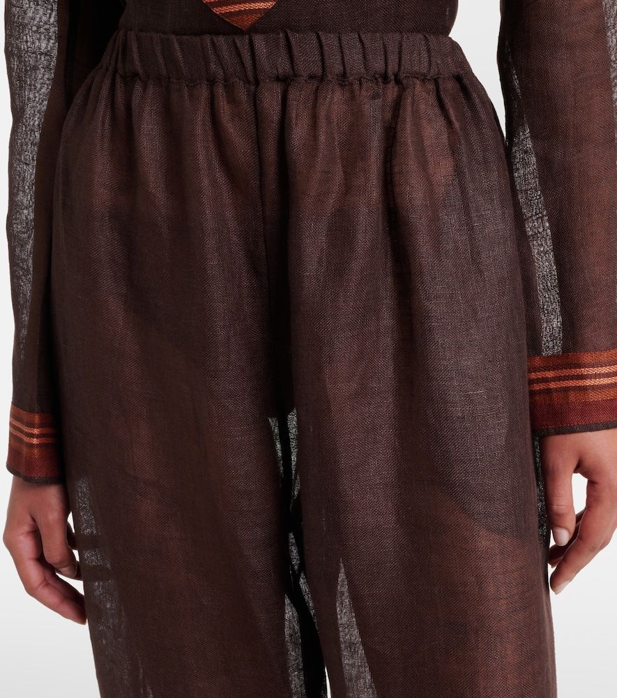 Pantalones cropped de lino a rayas - Tory Burch - Modalova