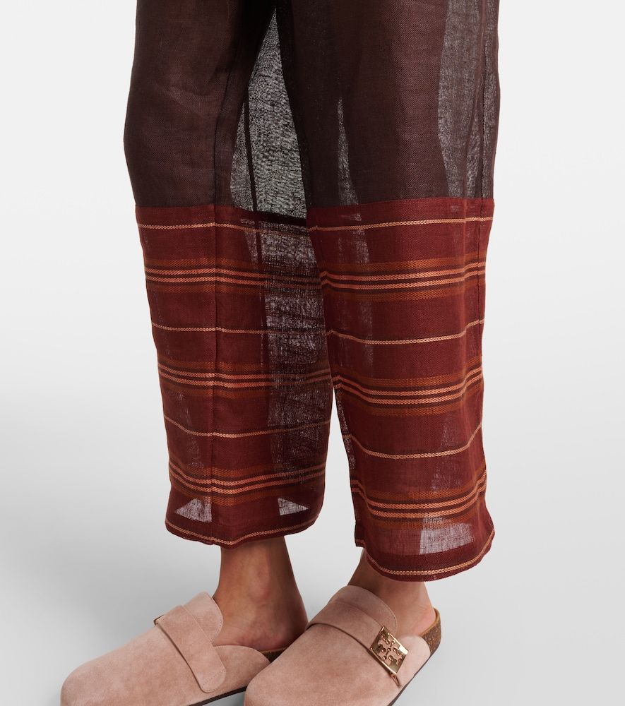Pantalones cropped de lino a rayas - Tory Burch - Modalova