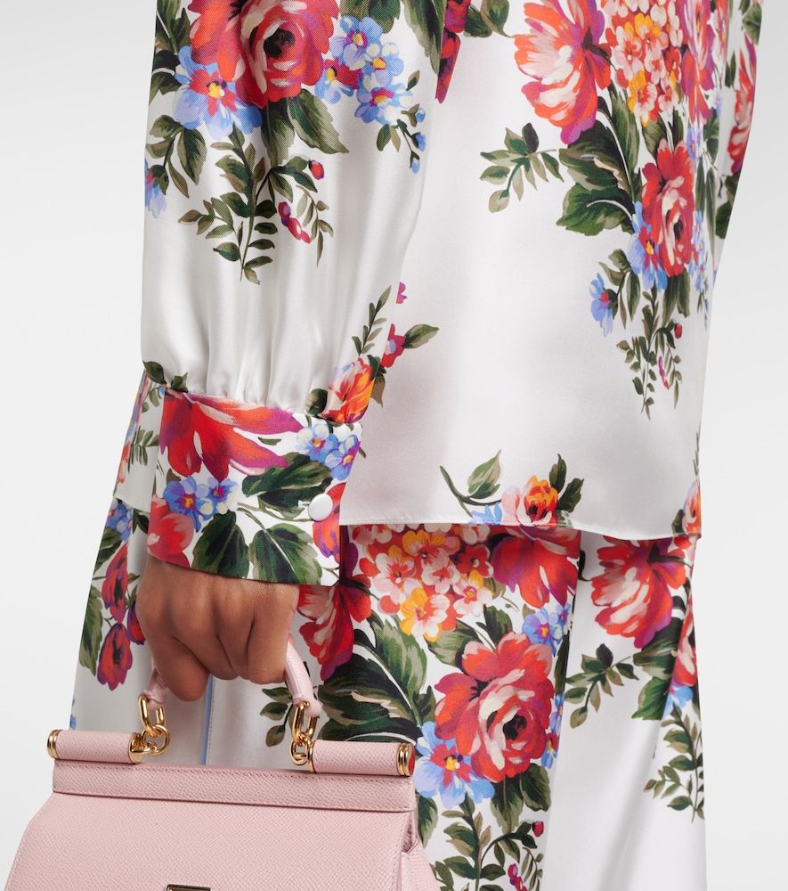 Floral tie-neck silk blouse - Dolce&Gabbana - Modalova