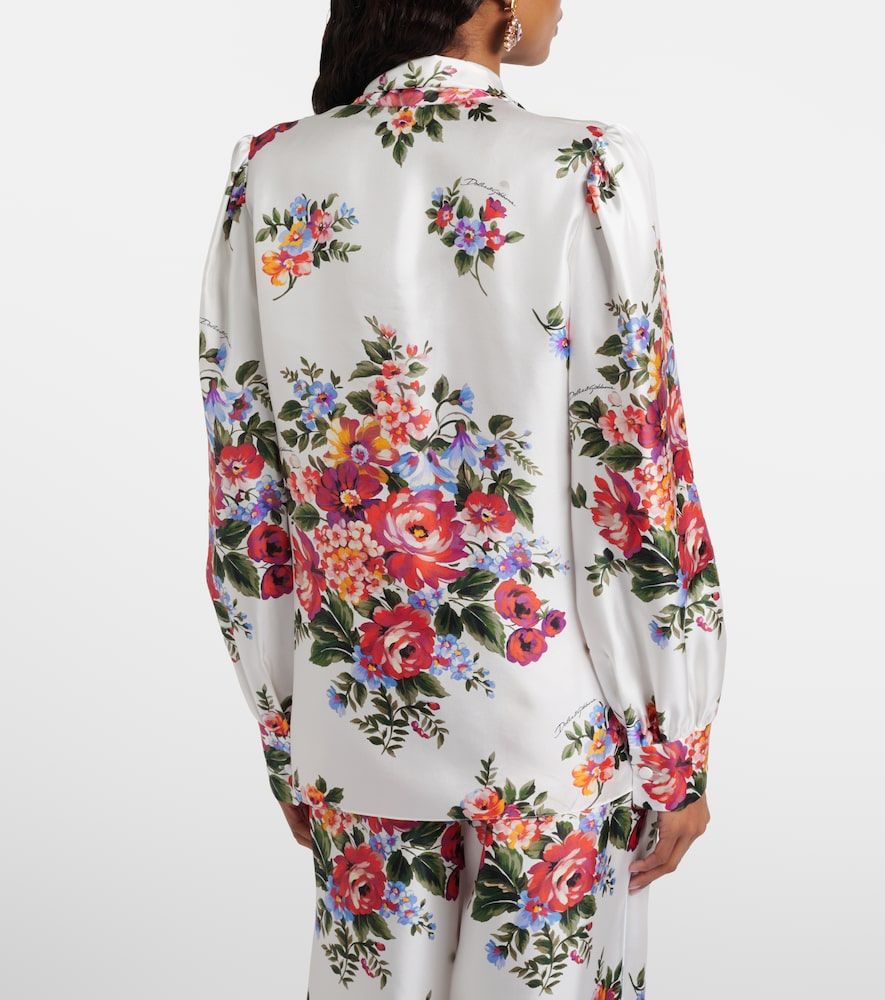 Floral tie-neck silk blouse - Dolce&Gabbana - Modalova