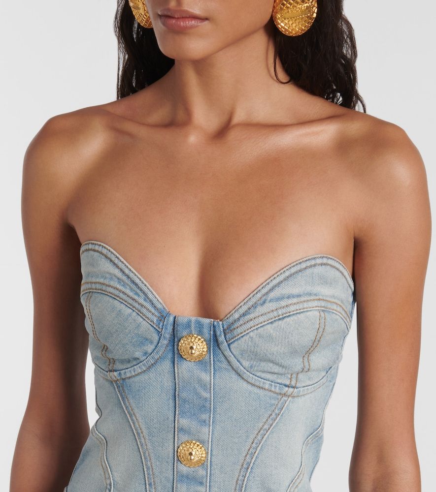 Balmain Bustier-Kleid aus Denim - Balmain - Modalova