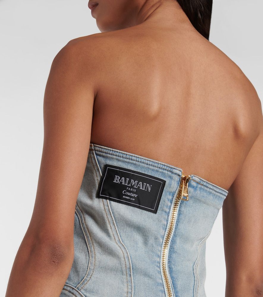 Balmain Bustier-Kleid aus Denim - Balmain - Modalova