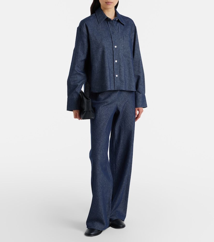 Pantalones anchos Colette de chambray en mezcla de algodón y lino - Vince - Modalova