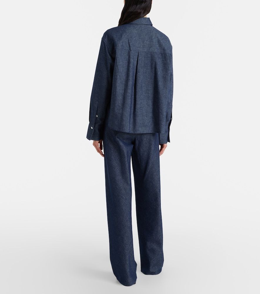 Pantalones anchos Colette de chambray en mezcla de algodón y lino - Vince - Modalova