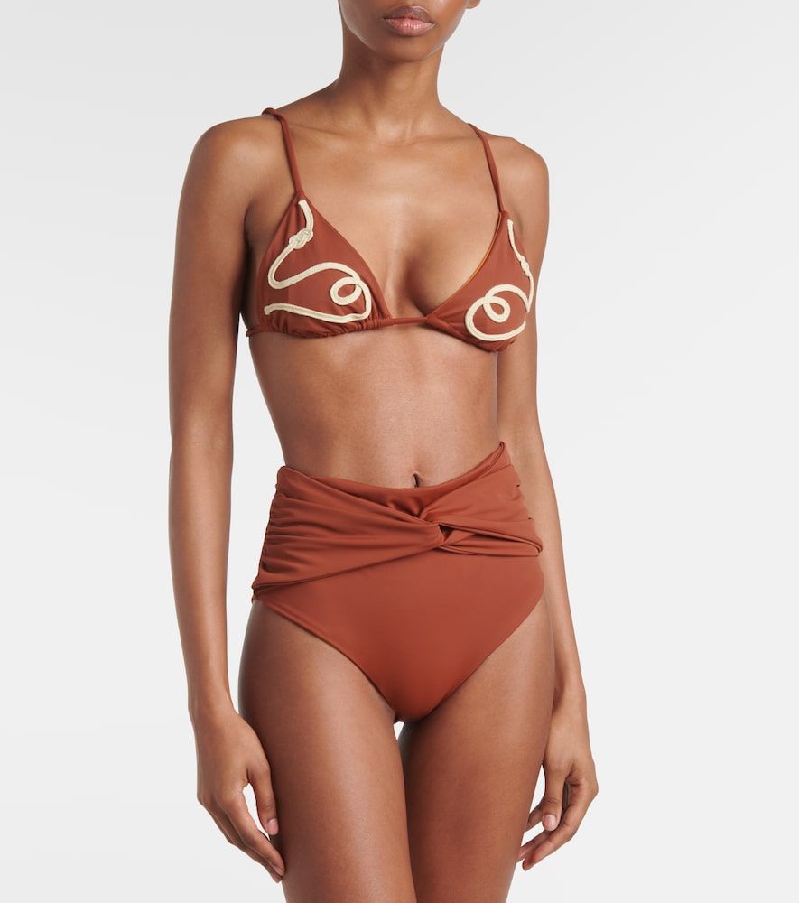Braga de bikini de tiro alto fruncida - Johanna Ortiz - Modalova