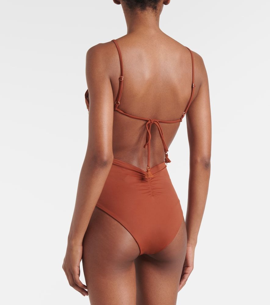 Braga de bikini de tiro alto fruncida - Johanna Ortiz - Modalova