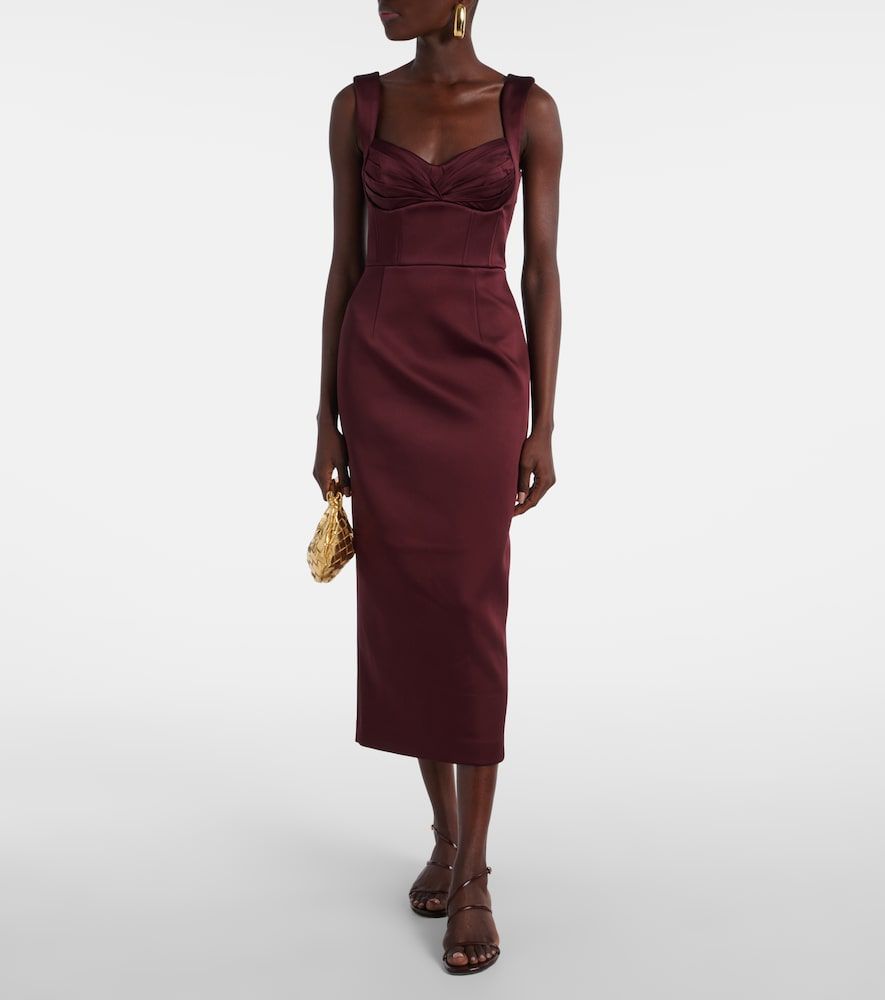 Merlot ruched satin midi dress - Rebecca Vallance - Modalova