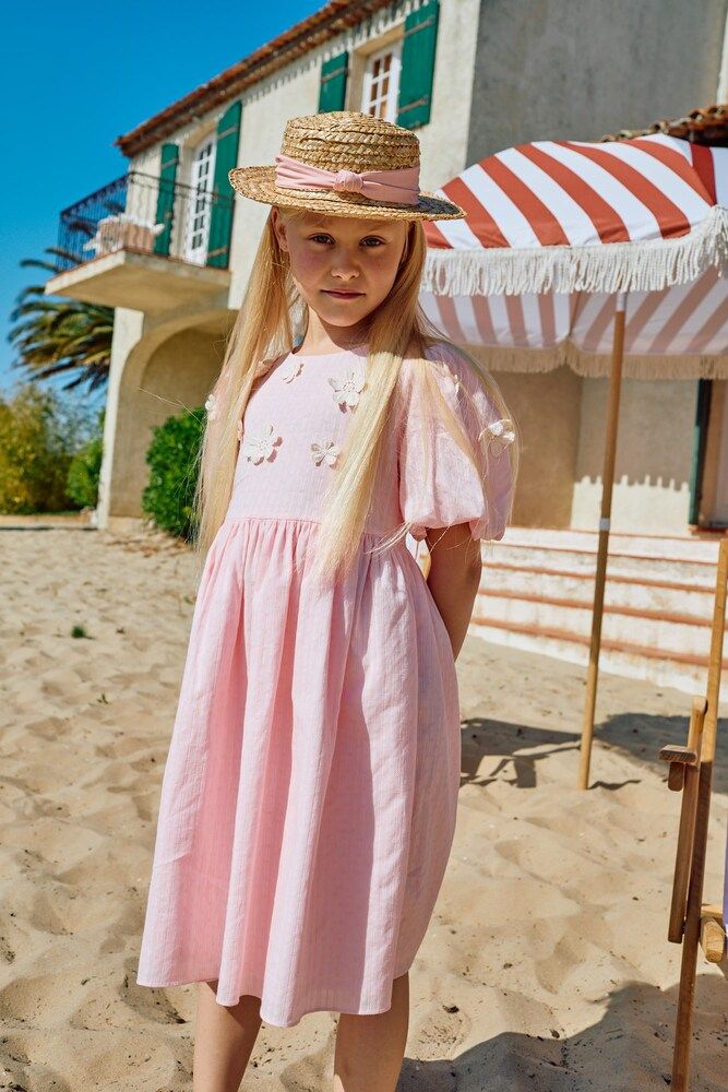 Vestido de algodón con aplique floral - Patachou - Modalova