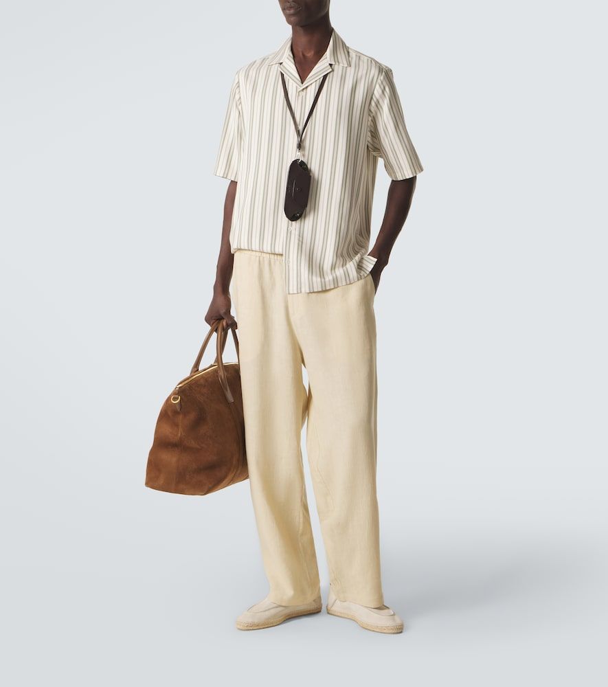 Camicia bowling in seta a righe - Le Kasha - Modalova
