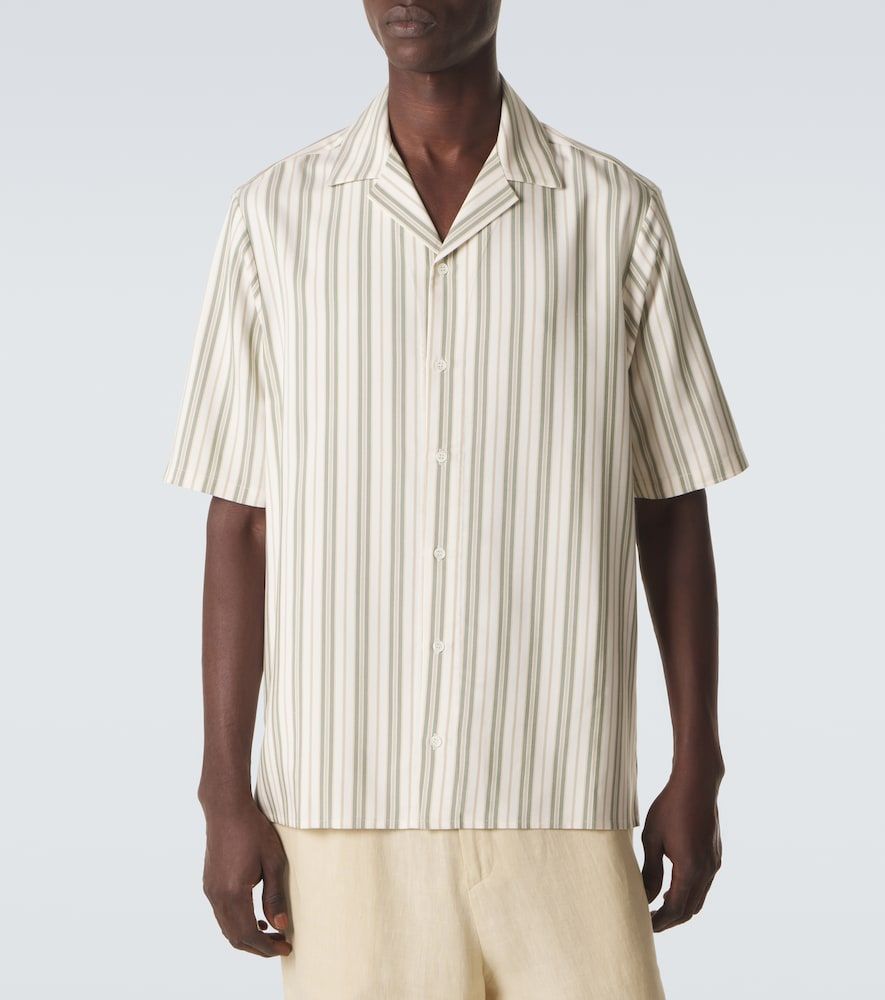Camicia bowling in seta a righe - Le Kasha - Modalova