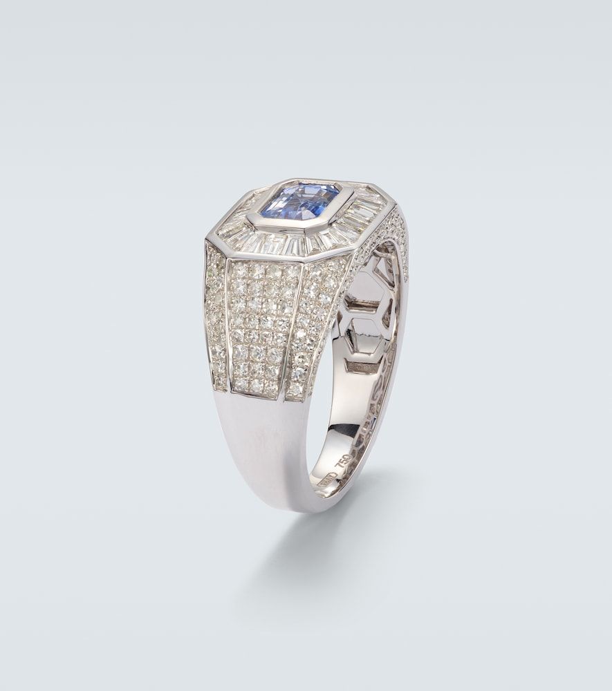 Anello in oro bianco 18kt con zaffiro e diamanti - Shay Jewelry - Modalova