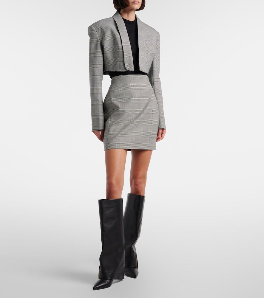 Houndstooth cropped wool-blend blazer - Balmain - Modalova