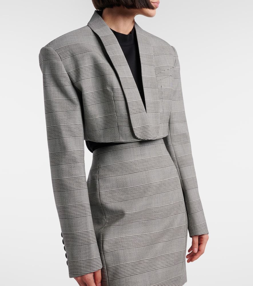 Houndstooth cropped wool-blend blazer - Balmain - Modalova