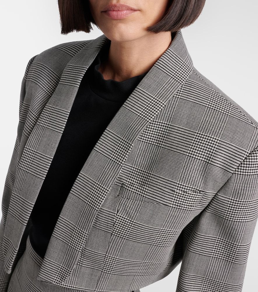 Houndstooth cropped wool-blend blazer - Balmain - Modalova