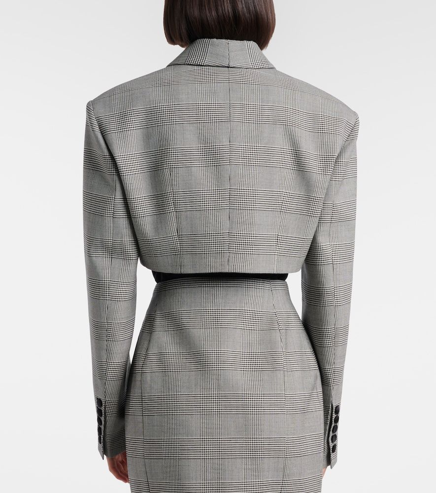 Houndstooth cropped wool-blend blazer - Balmain - Modalova