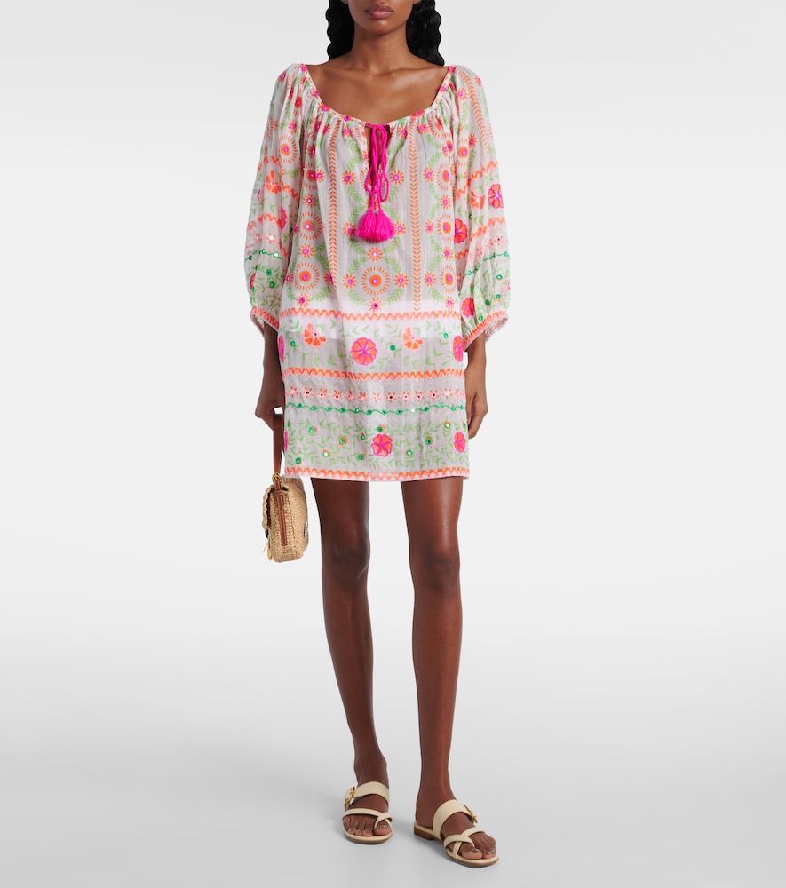 Vestido de playa de algodón estampado - Juliet Dunn - Modalova