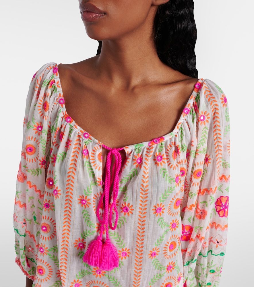 Vestido de playa de algodón estampado - Juliet Dunn - Modalova