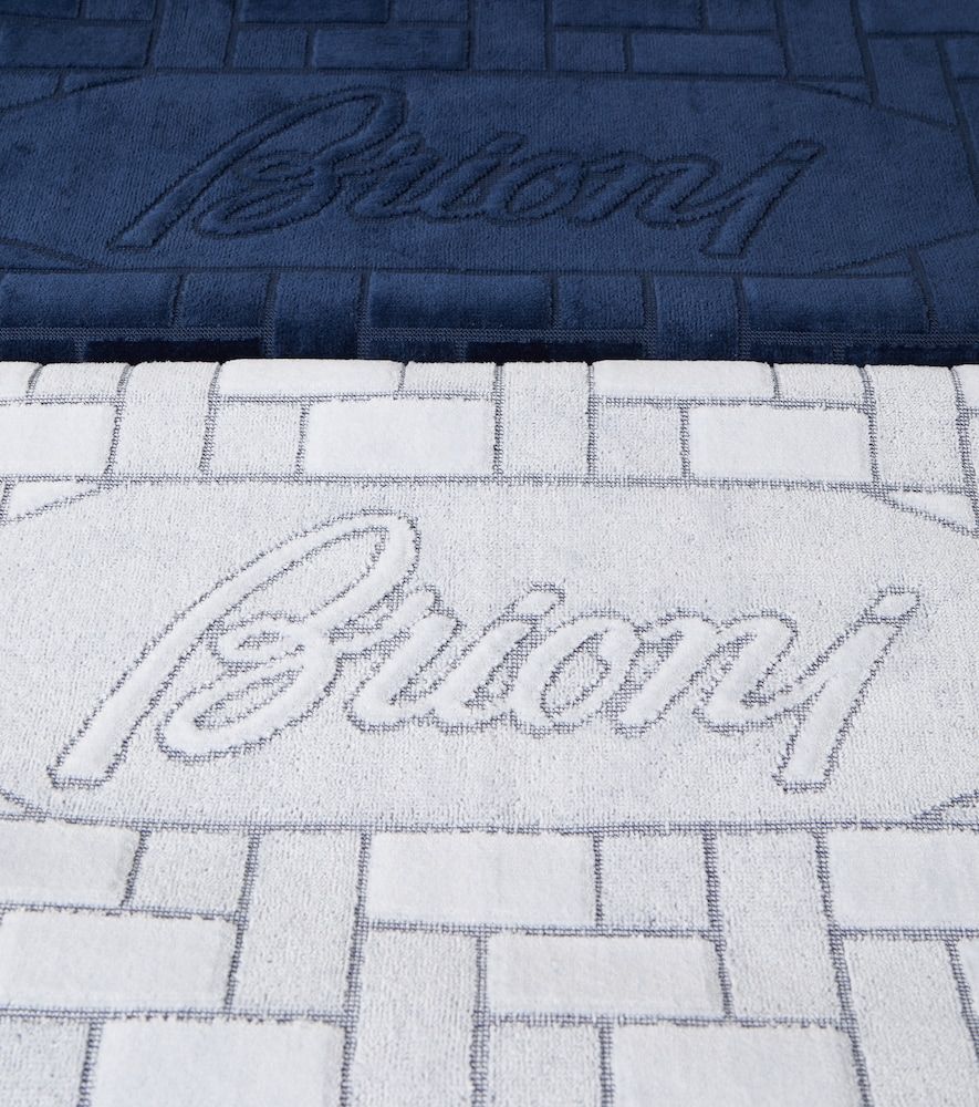 Toalla de playa de rizo de algodón con logo - Brioni - Modalova