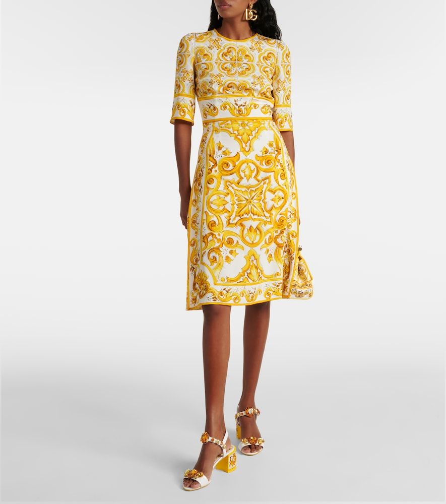 Vestido midi Majolica en mezcla de seda - Dolce&Gabbana - Modalova