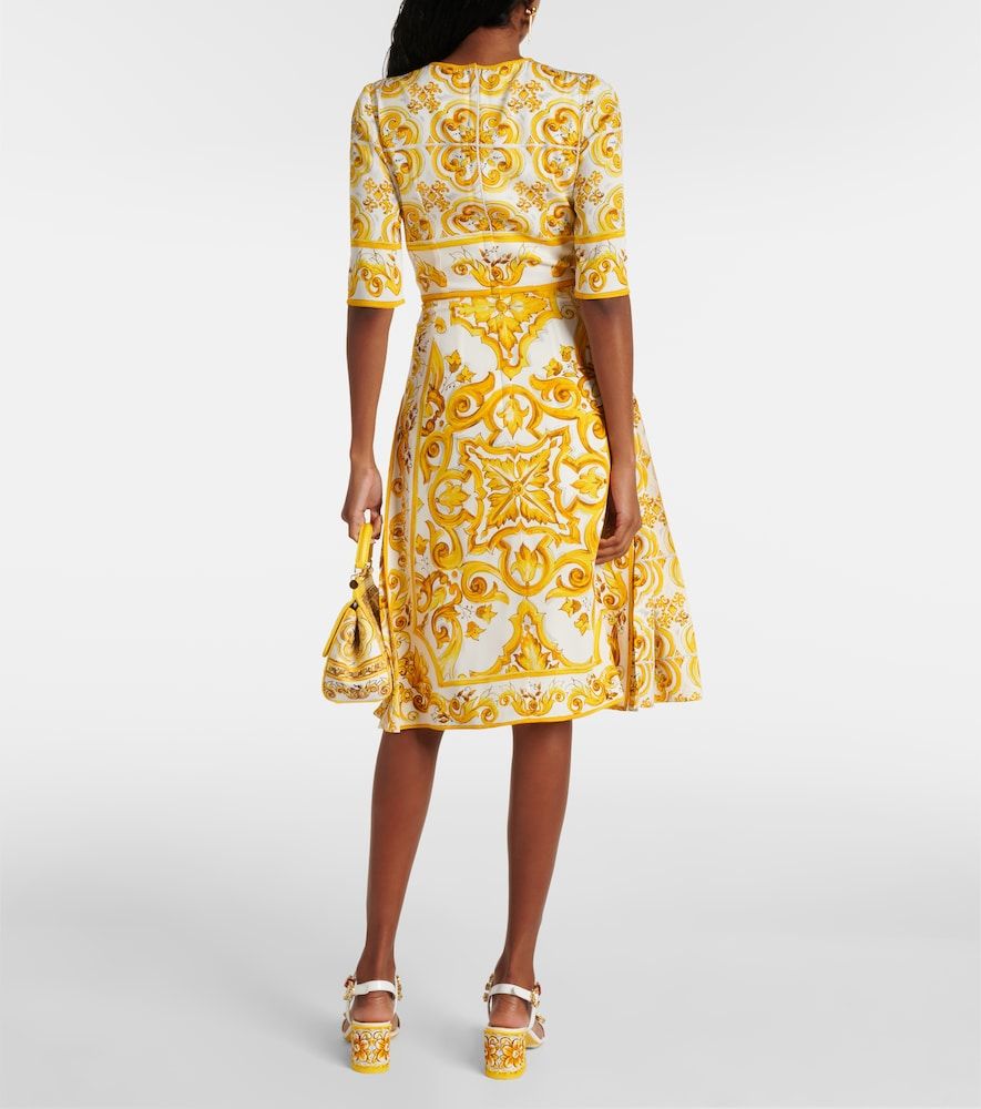 Vestido midi Majolica en mezcla de seda - Dolce&Gabbana - Modalova