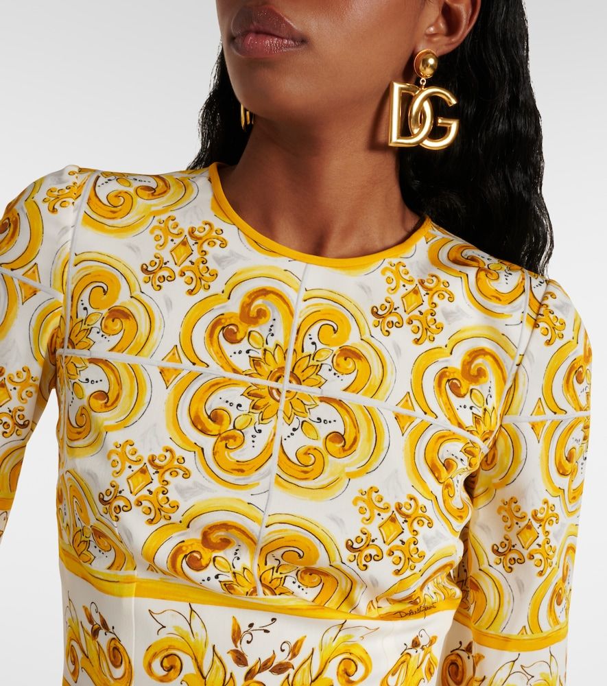Vestido midi Majolica en mezcla de seda - Dolce&Gabbana - Modalova