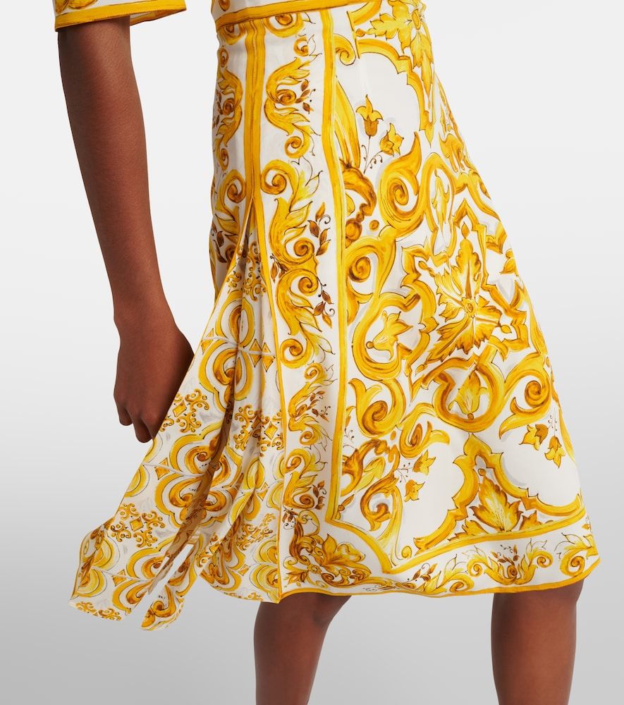 Vestido midi Majolica en mezcla de seda - Dolce&Gabbana - Modalova