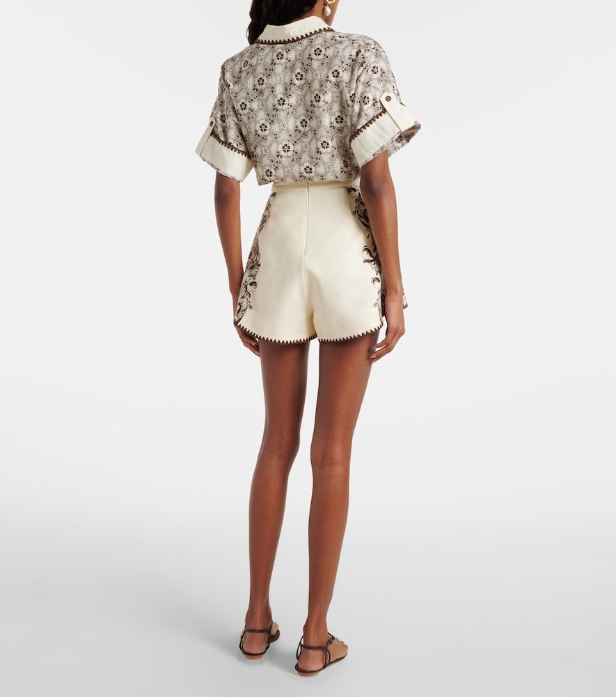 Printed linen and cotton shorts - Alemais - Modalova