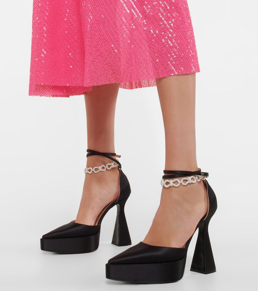 Pumps Bow Chain in raso con plateau - Mach & Mach - Modalova