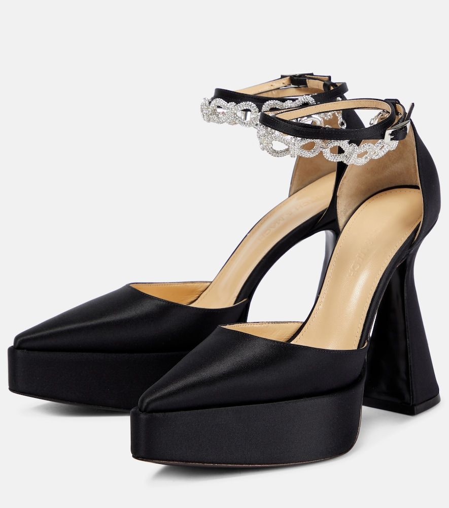 Pumps Bow Chain in raso con plateau - Mach & Mach - Modalova