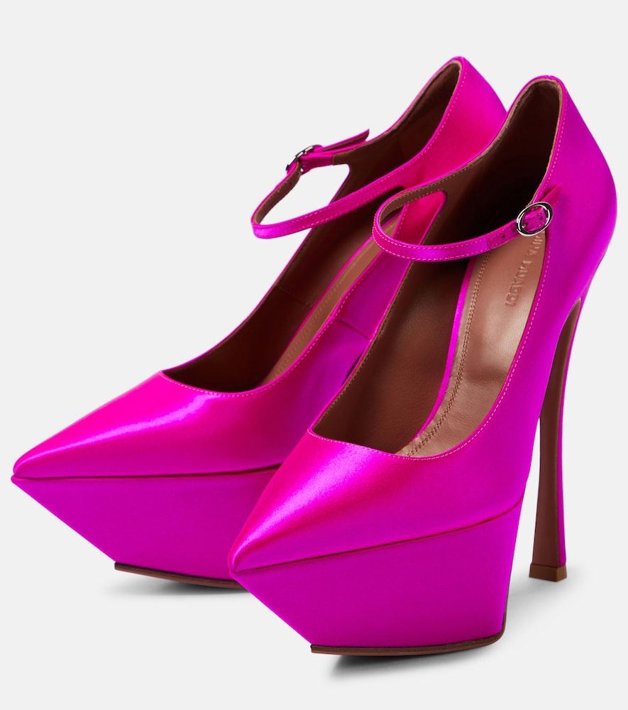 Pumps con plateau Yigit in raso - Amina Muaddi - Modalova