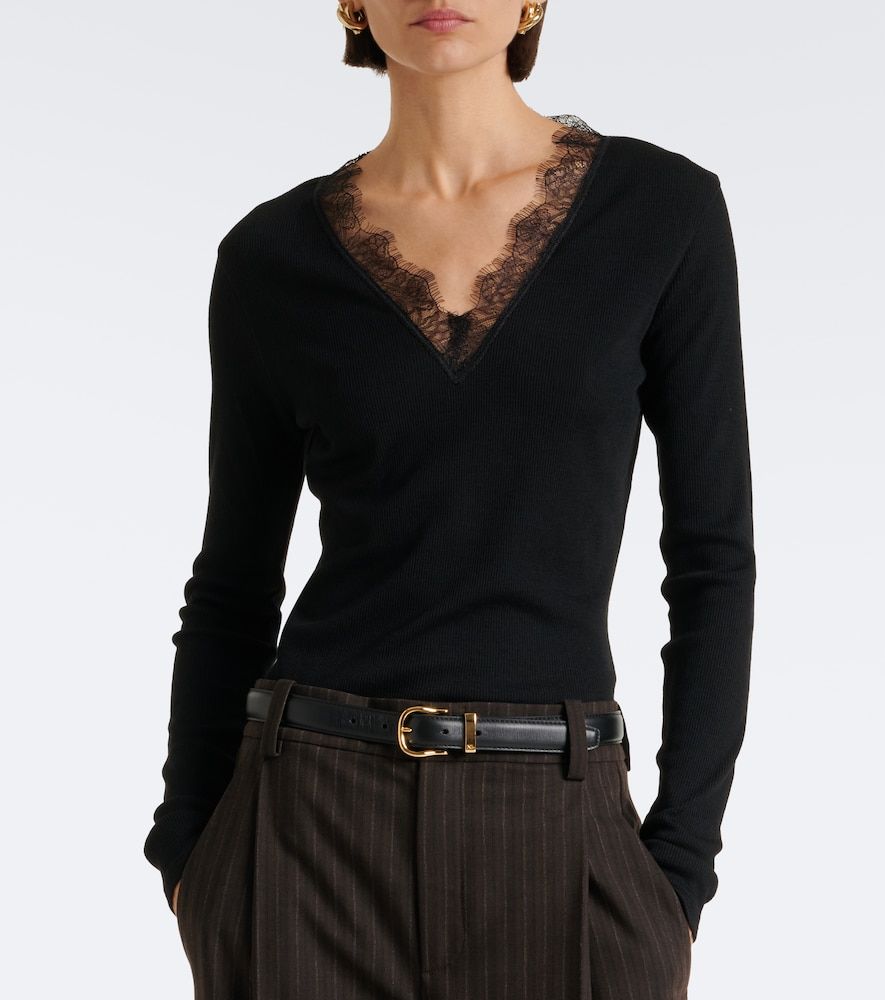 Top in maglia a coste con pizzo - Vince - Modalova