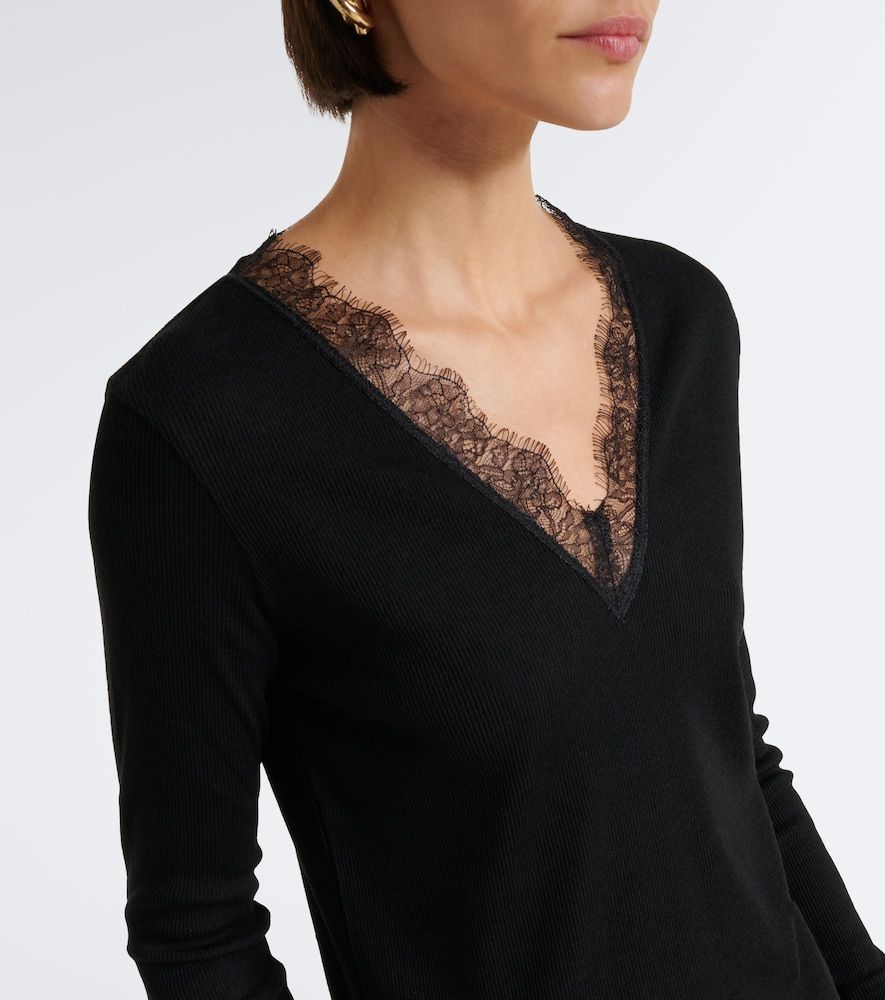 Top in maglia a coste con pizzo - Vince - Modalova