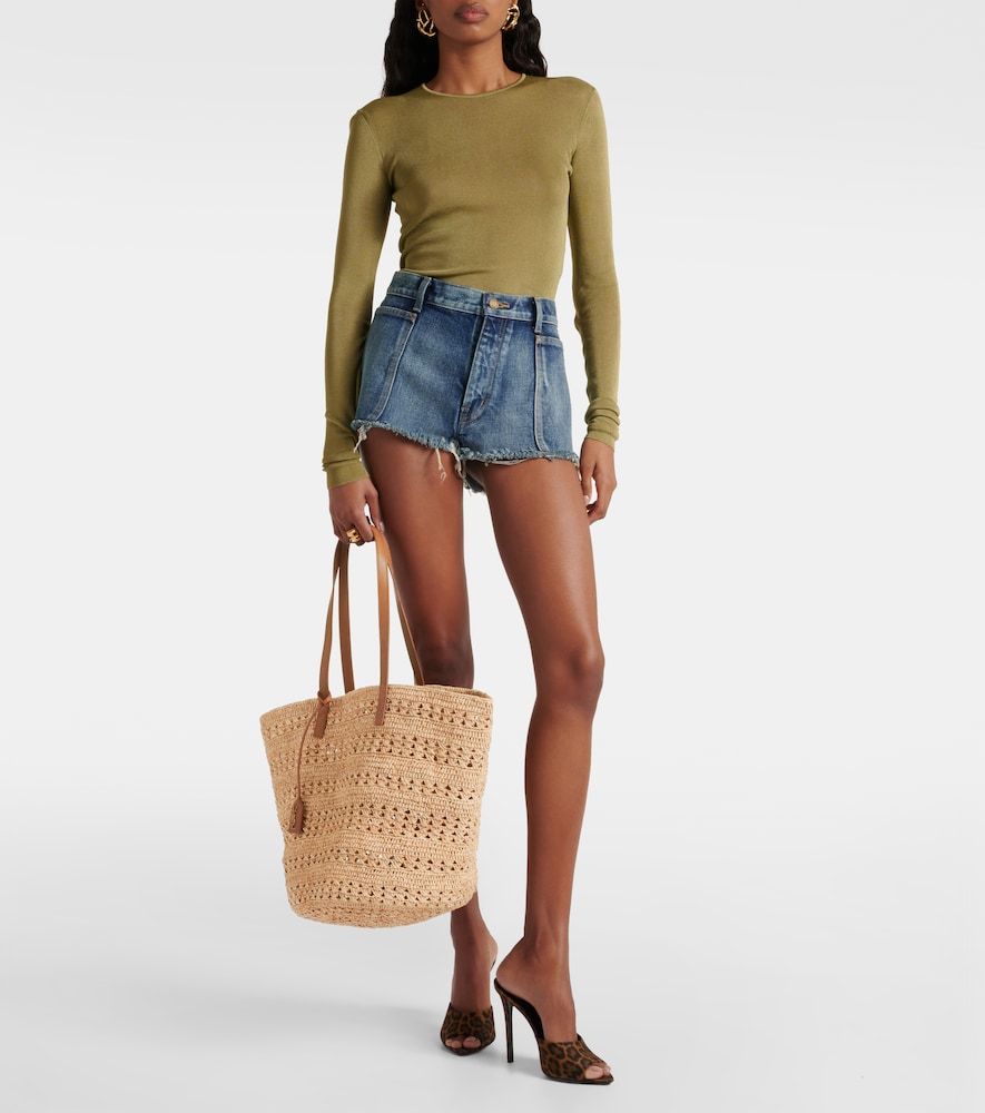 Bolso cesta Panier Medium de rafia - Saint Laurent - Modalova