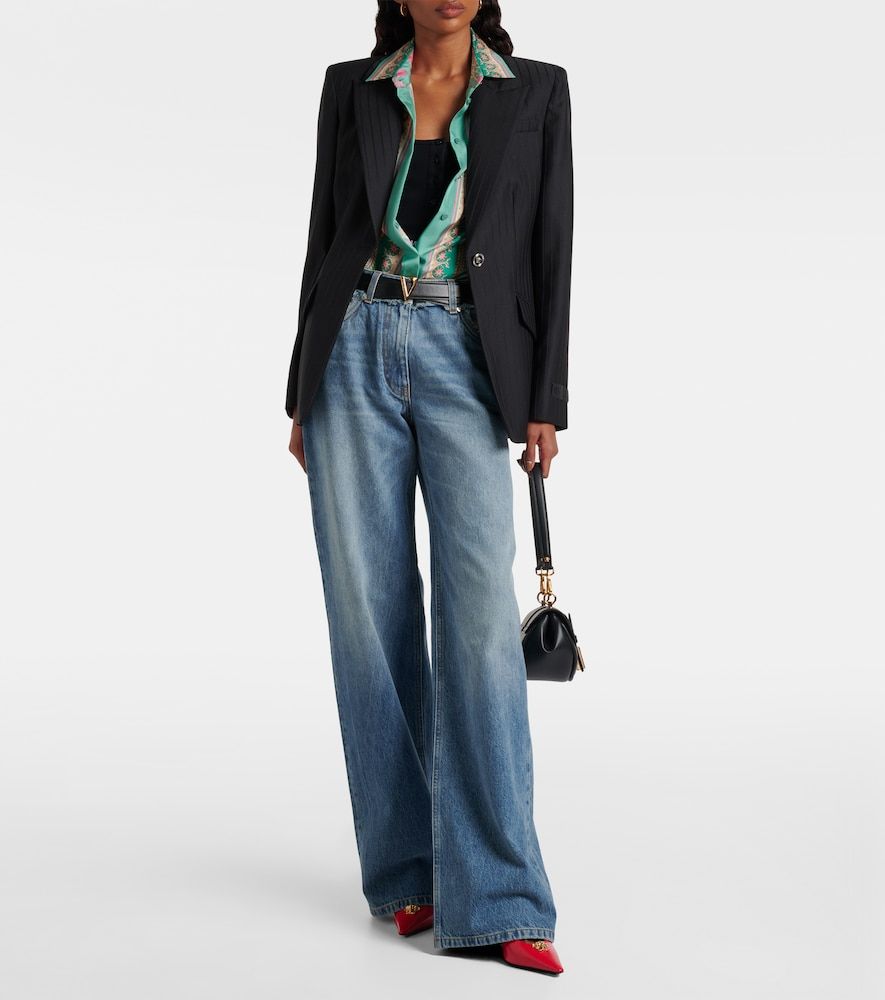 Jeans a gamba larga a vita media - Versace - Modalova