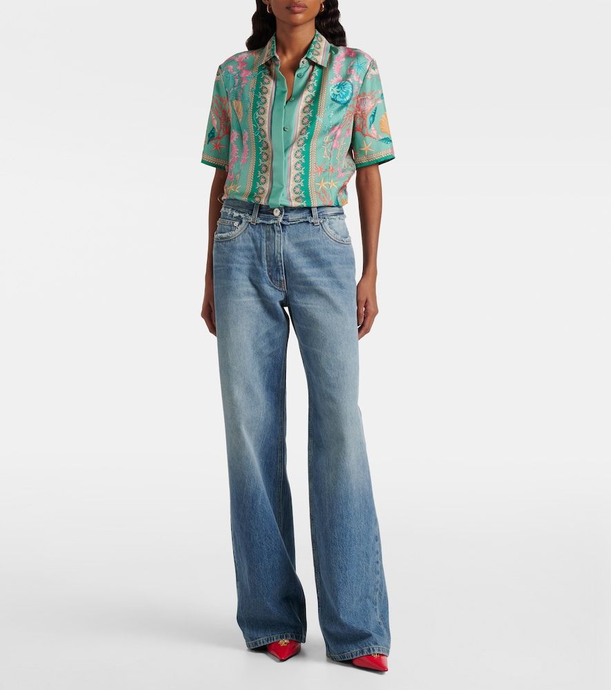 Jeans a gamba larga a vita media - Versace - Modalova