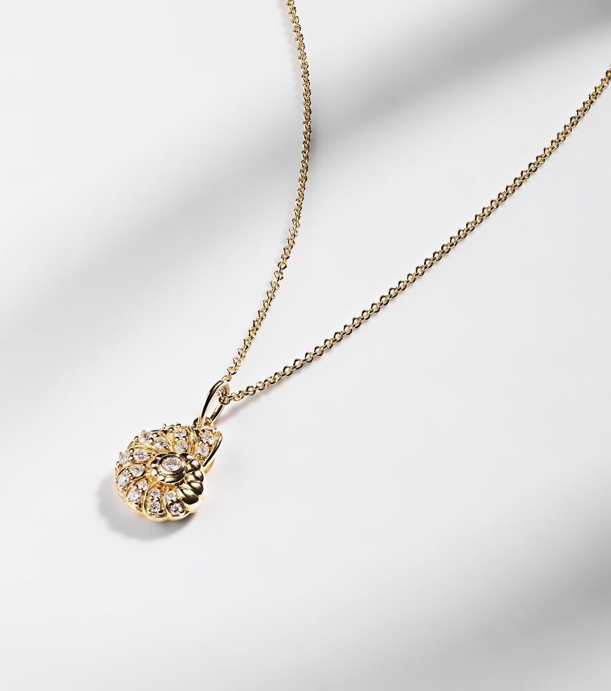 Halskette Nautilus Shell aus 14kt Gelbgold mit Diamanten - Sydney Evan - Modalova