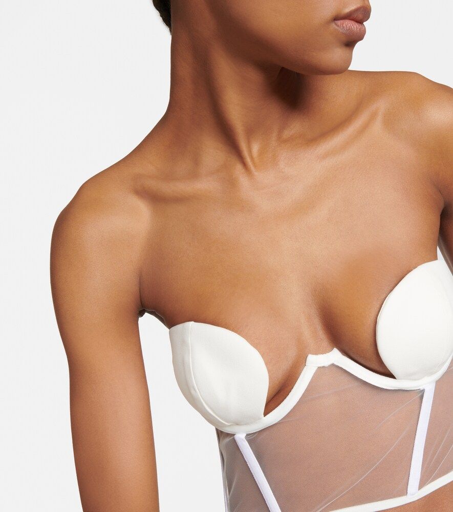 Bustier de novia en crepé con paneles de tul - Nensi Dojaka - Modalova