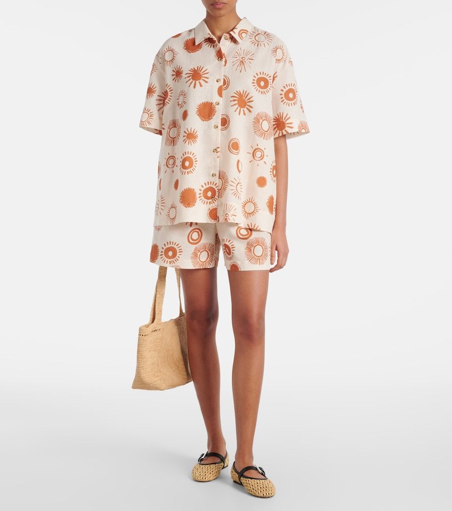 Shorts Dallas de lino y algodón estampados - Asceno - Modalova