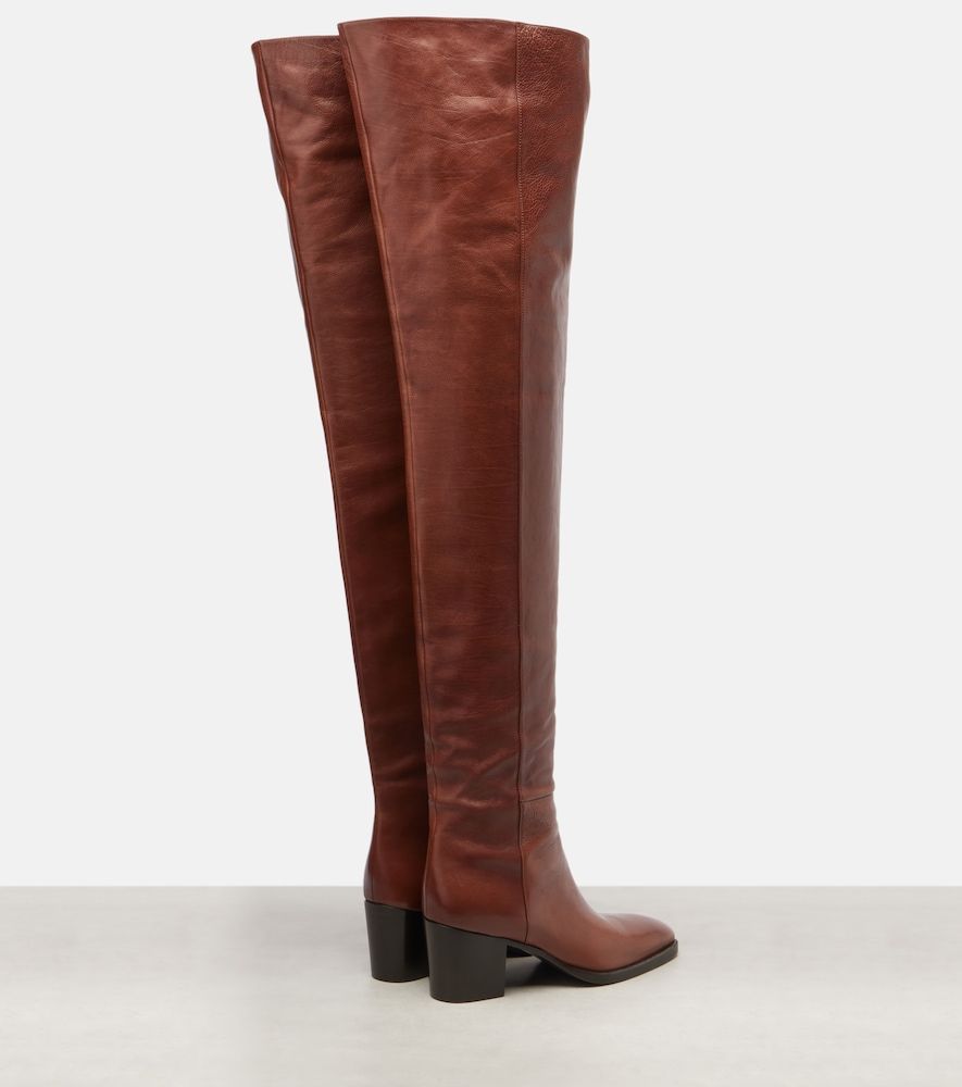 Odeon leather over-the-knee boots - Saint Laurent - Modalova