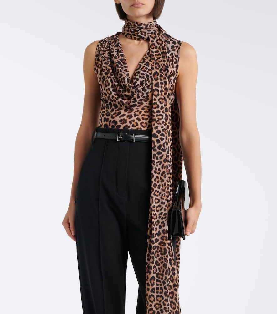 Draped scarf-detail leopard-print top - Blumarine - Modalova