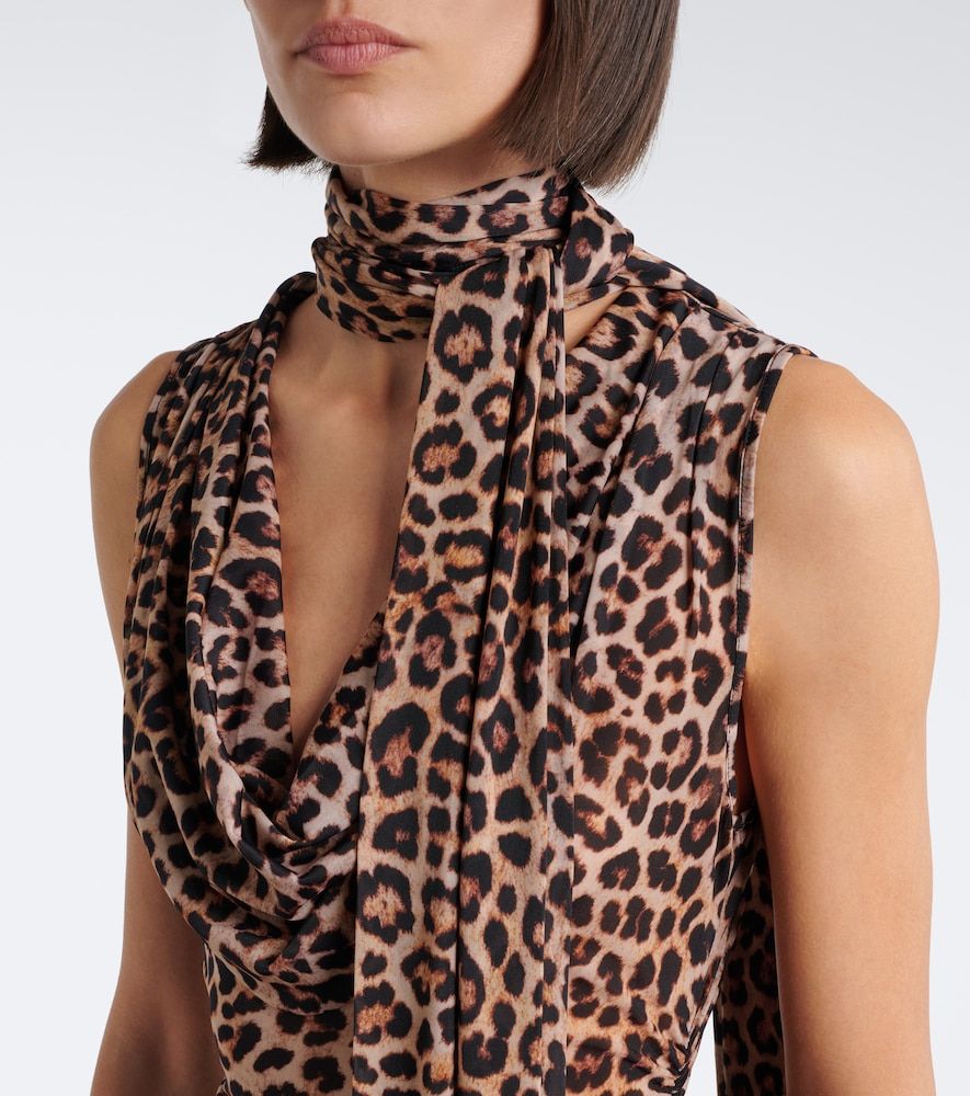 Draped scarf-detail leopard-print top - Blumarine - Modalova