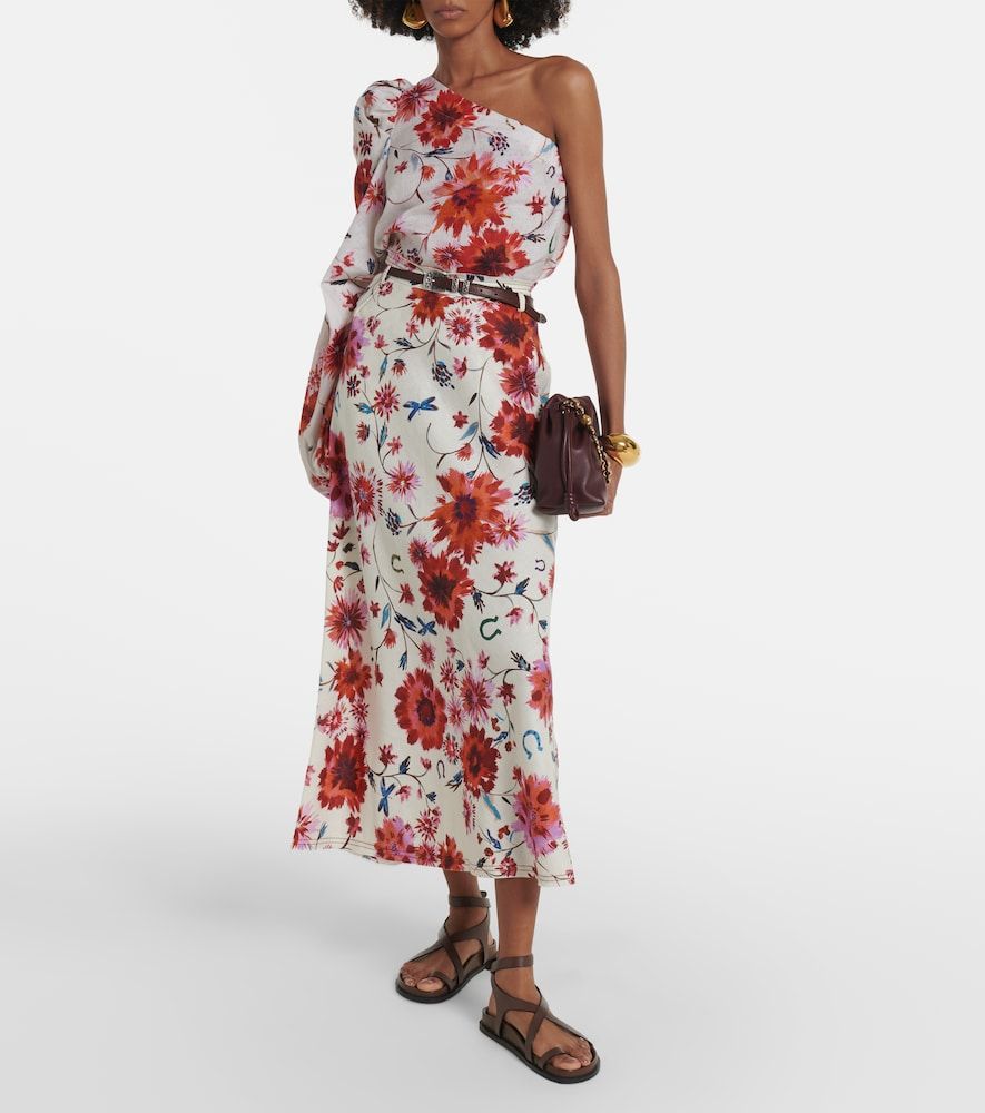 Top asimétrico Ease de lino floral - Dorothee Schumacher - Modalova