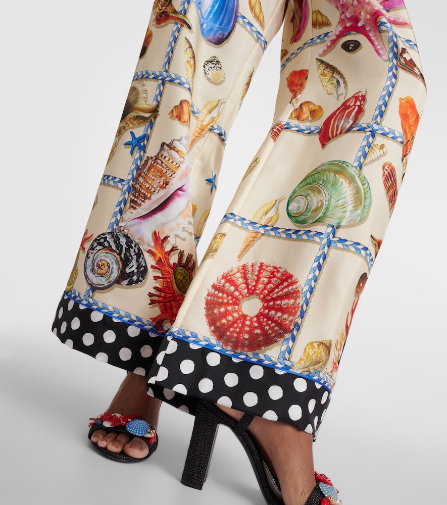Pantalones palazzo Capri de satén de seda - Dolce&Gabbana - Modalova