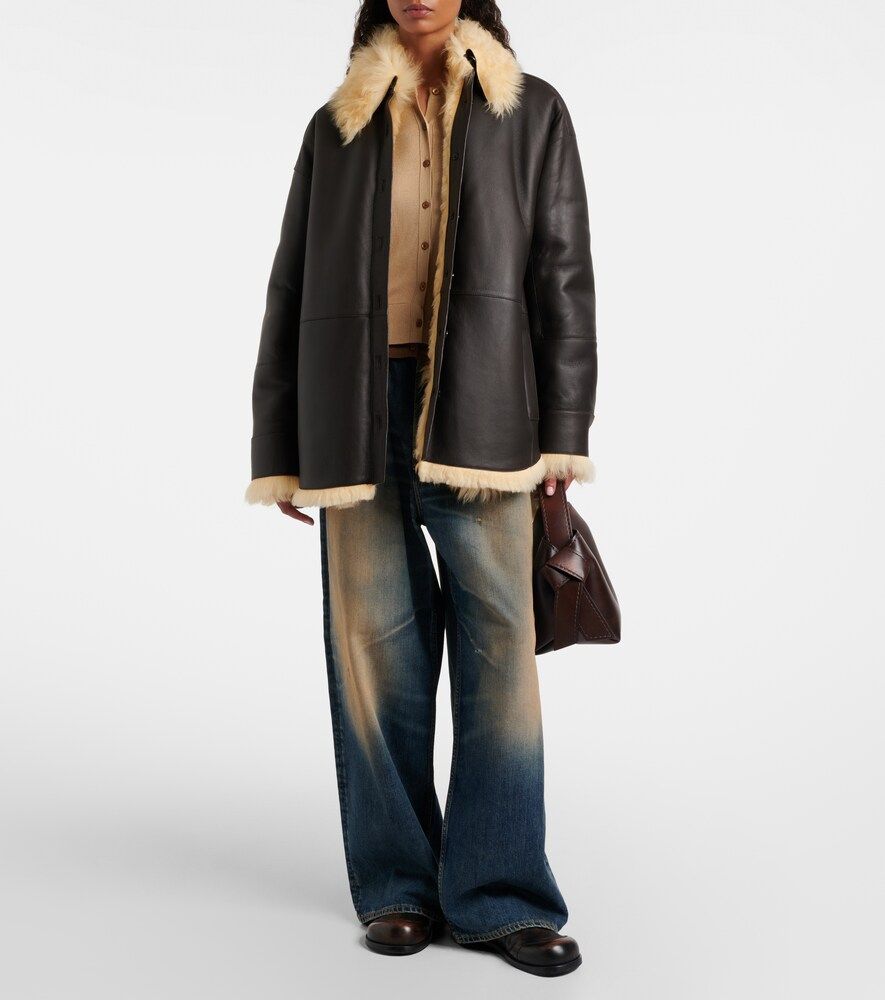 Chaqueta Lessora de piel con borrego - Acne Studios - Modalova