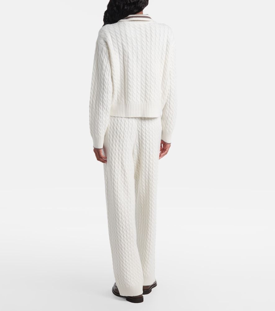 Logo cable-knit cashmere polo sweater - Brunello Cucinelli - Modalova