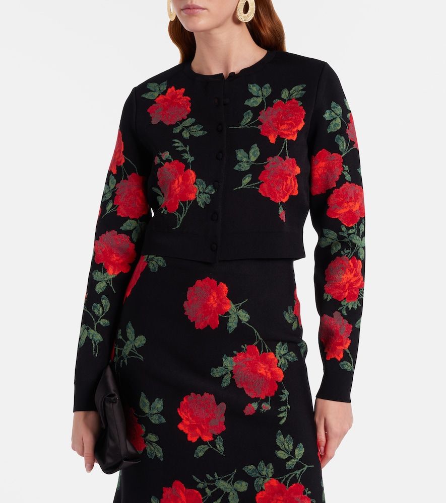 Floral cropped jacquard cardigan - Carolina Herrera - Modalova