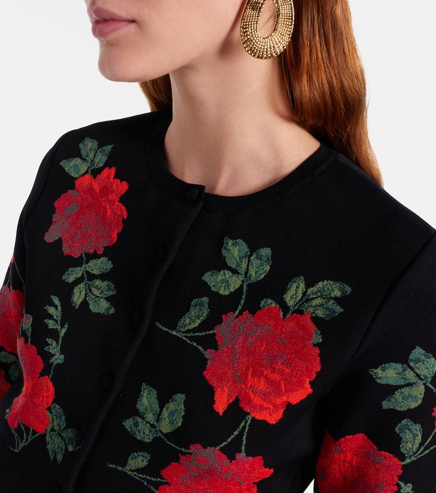 Floral cropped jacquard cardigan - Carolina Herrera - Modalova