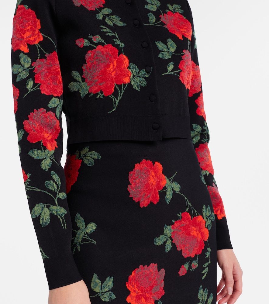 Floral cropped jacquard cardigan - Carolina Herrera - Modalova