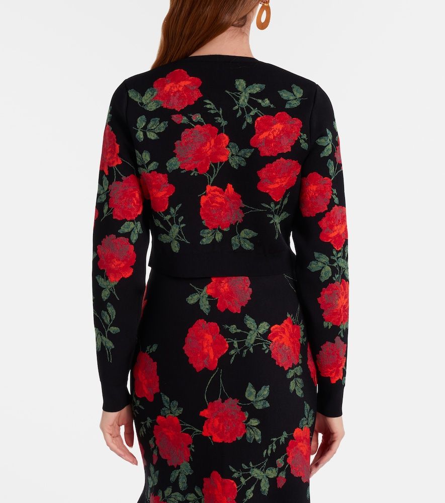 Floral cropped jacquard cardigan - Carolina Herrera - Modalova