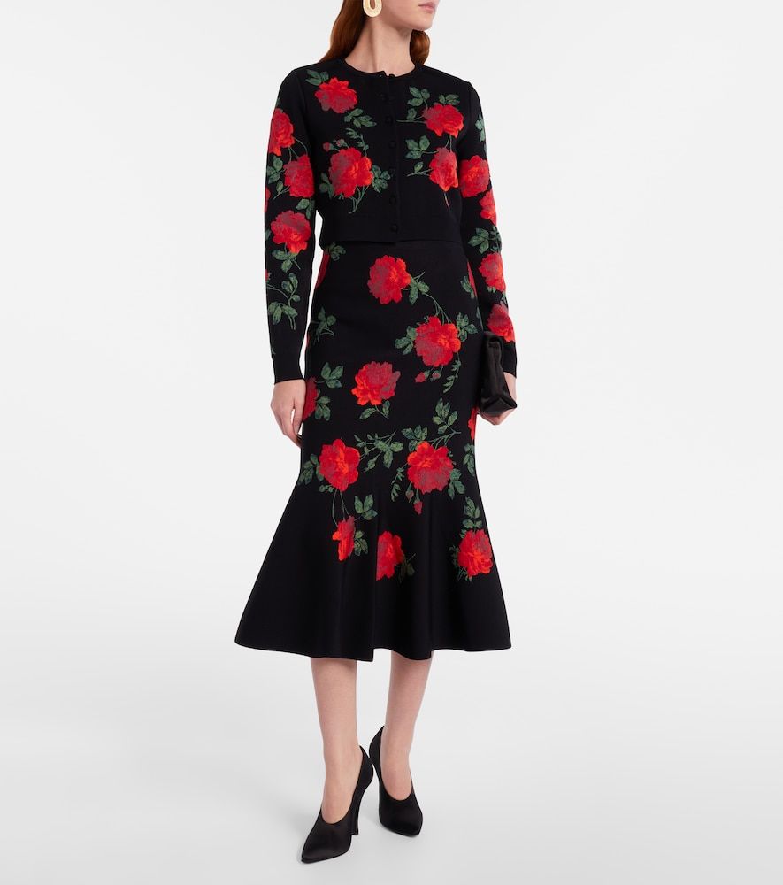 Floral cropped jacquard cardigan - Carolina Herrera - Modalova